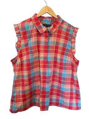 Tommy Hilfiger 100% Cotton Plaid Top